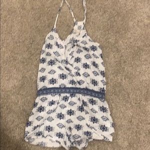 beach style blue and white romper